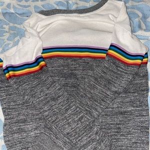 White and gray rainbow long sleeve shirt